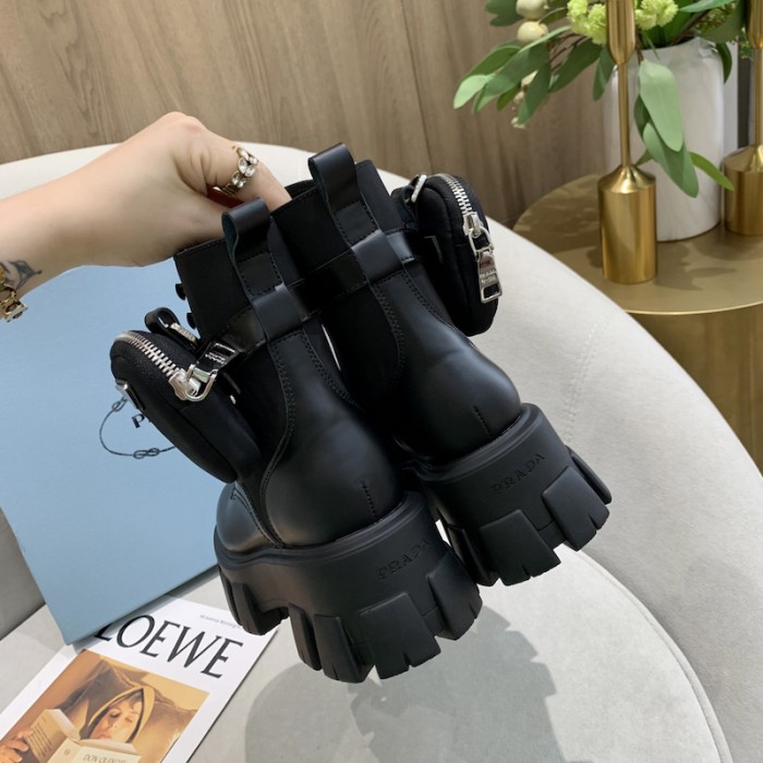 Pra*a monolith calf leather short boots black