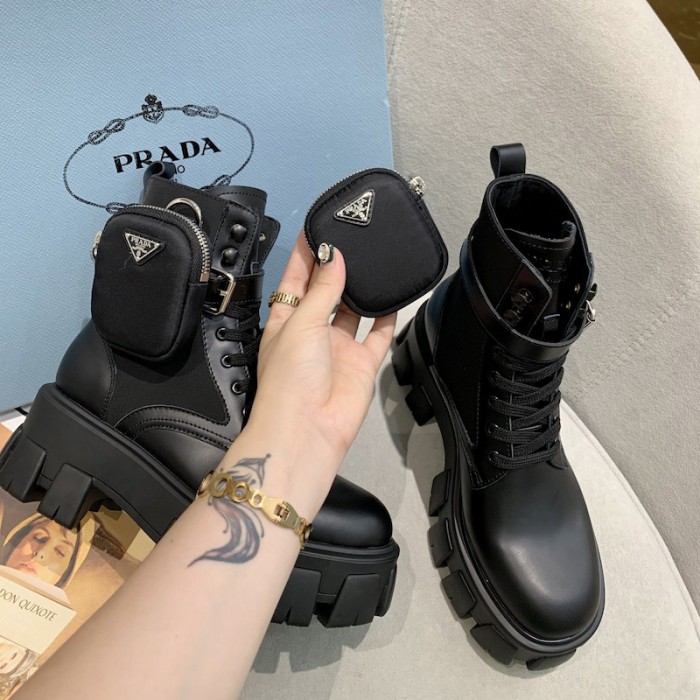 Pra*a monolith calf leather short boots black
