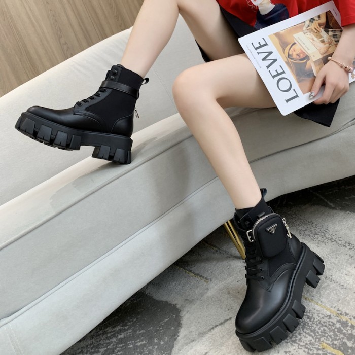 Pra*a monolith calf leather short boots black
