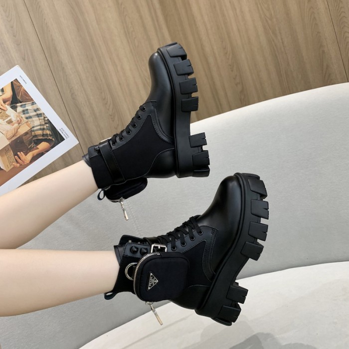Pra*a monolith calf leather short boots black