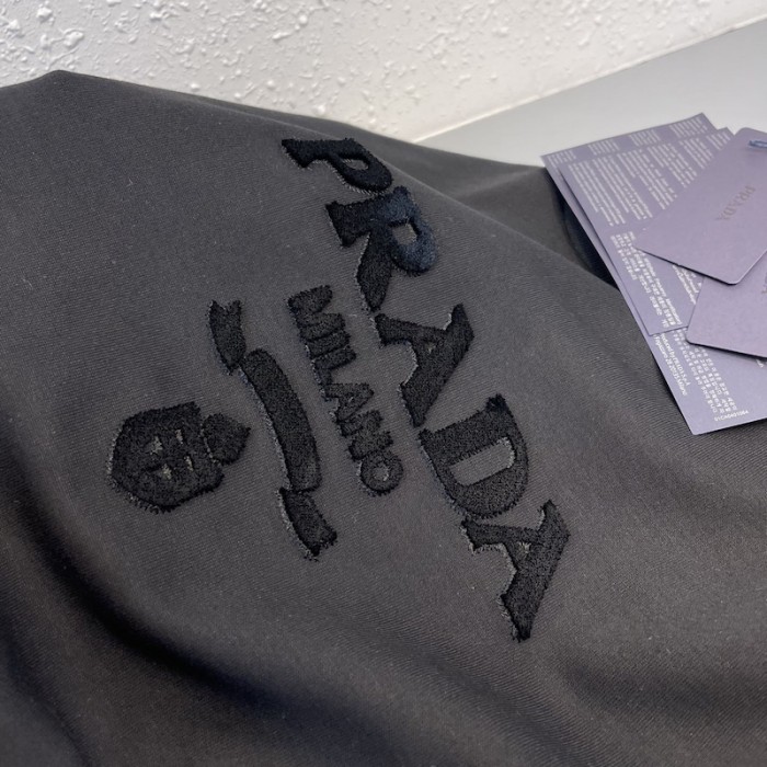 Pra*a oversized cotton jersey logo sweatshirt black