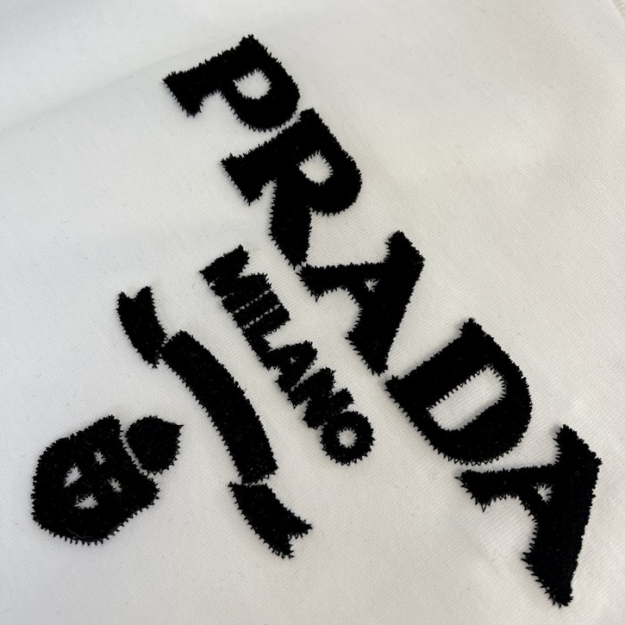 Pra*a oversized cotton jersey logo sweatshirt white