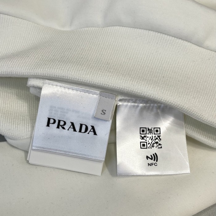 Pra*a oversized cotton jersey logo sweatshirt white