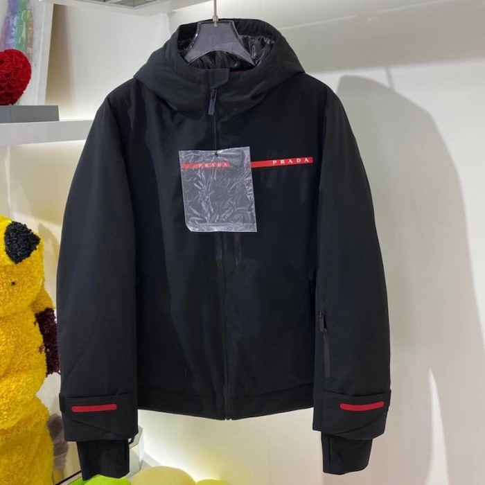 Pra*a mens technical hooded coat jacket black
