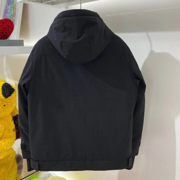 Pra*a mens technical hooded coat jacket black