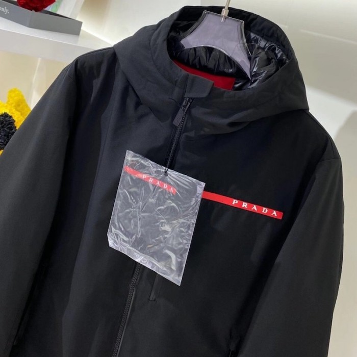 Pra*a mens technical hooded coat jacket black
