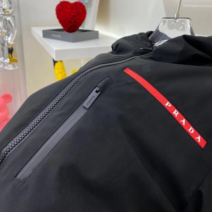 Pra*a mens technical hooded coat jacket black
