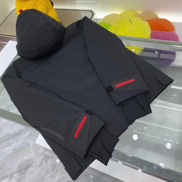 Pra*a mens technical hooded coat jacket black