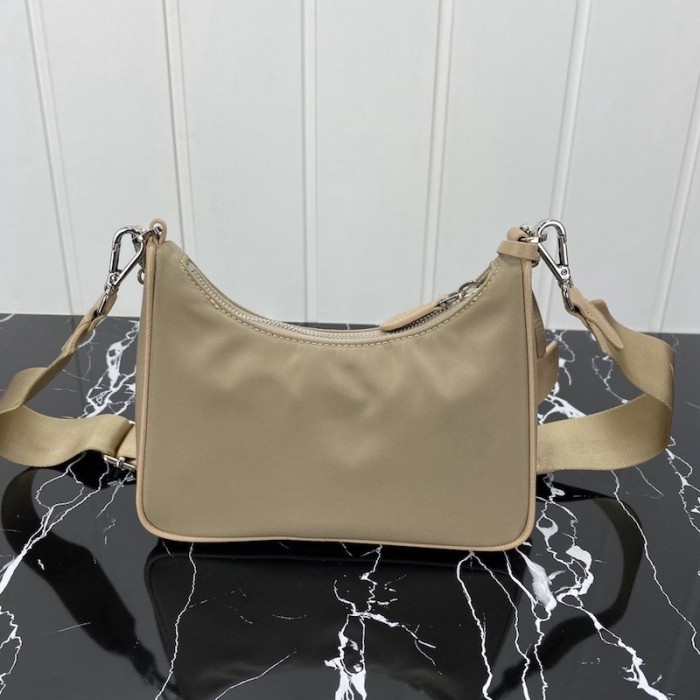 Pra*a re-edition 2005 nylon shoulder bag beige