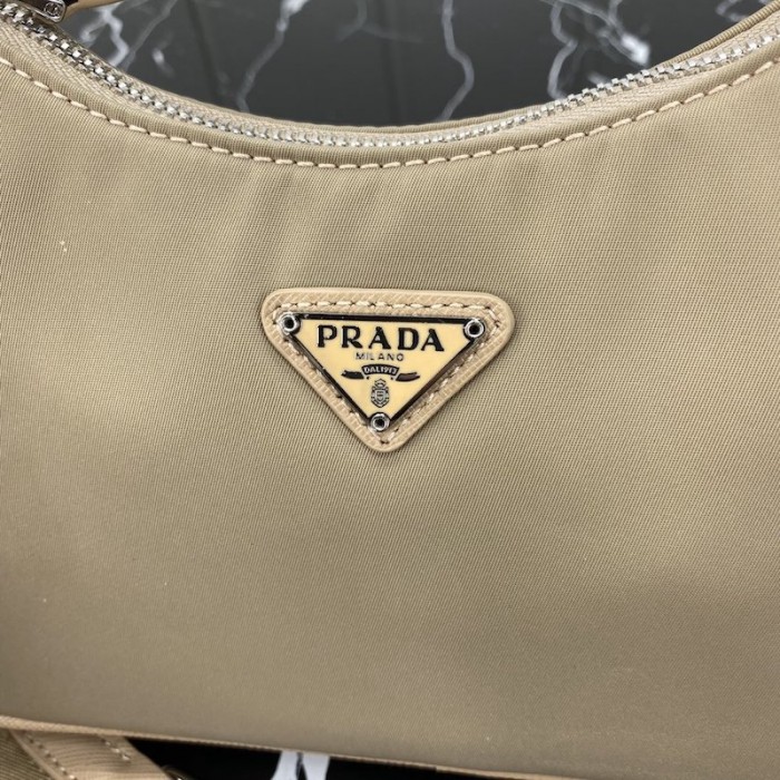 Pra*a re-edition 2005 nylon shoulder bag beige