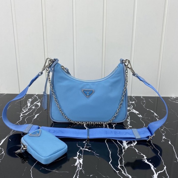 Pra*a re-edition 2005 nylon shoulder bag blue