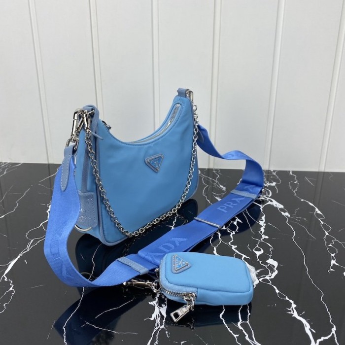 Pra*a re-edition 2005 nylon shoulder bag blue