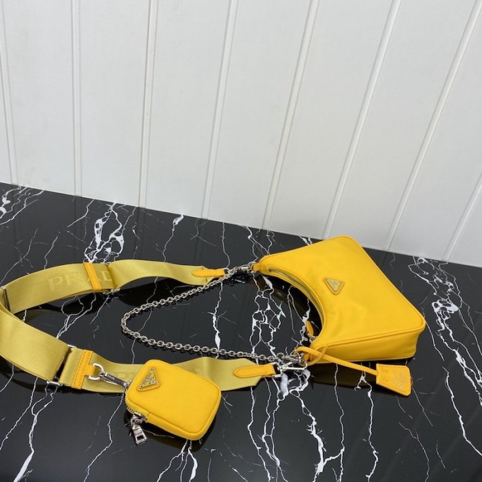 Pra*a re-edition 2005 nylon shoulder bag yellow