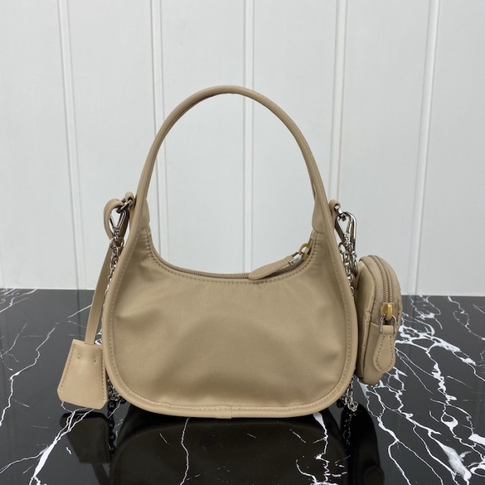 Pra*a re-edition 2005 nylon 3 in 1 shoulder bag beige