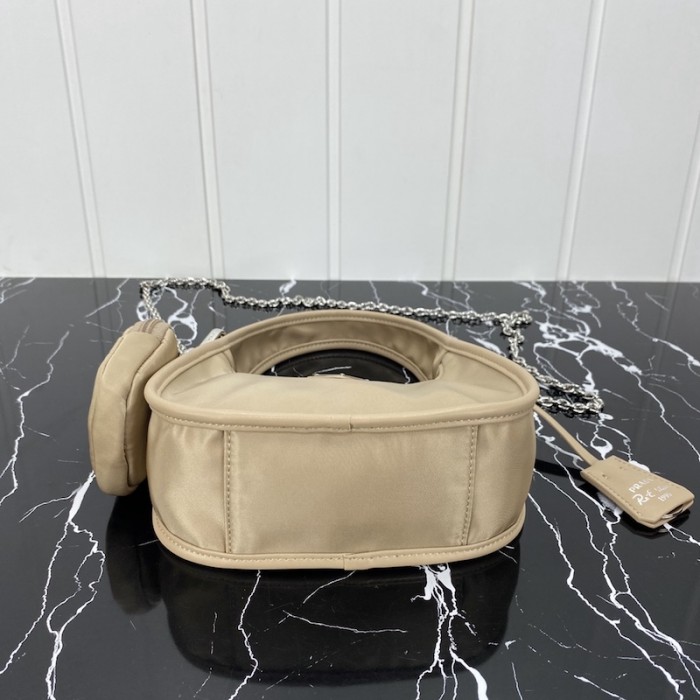 Pra*a re-edition 2005 nylon 3 in 1 shoulder bag beige