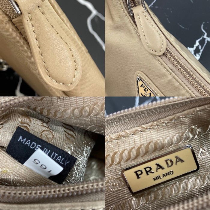 Pra*a re-edition 2005 nylon 3 in 1 shoulder bag beige