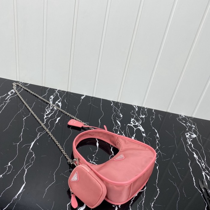 Pra*a re-edition 2005 nylon 3 in 1 shoulder bag pink