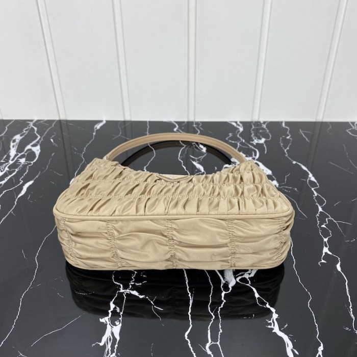 Pra*a nylon and saffiano leather mini bag beige