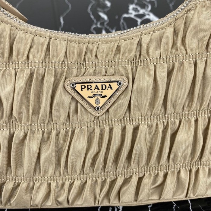 Pra*a nylon and saffiano leather mini bag beige