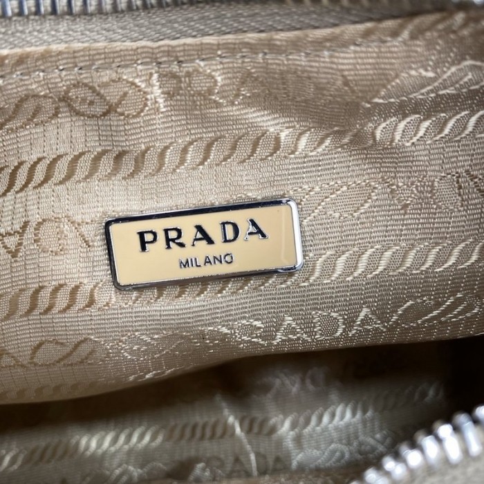 Pra*a nylon and saffiano leather mini bag beige