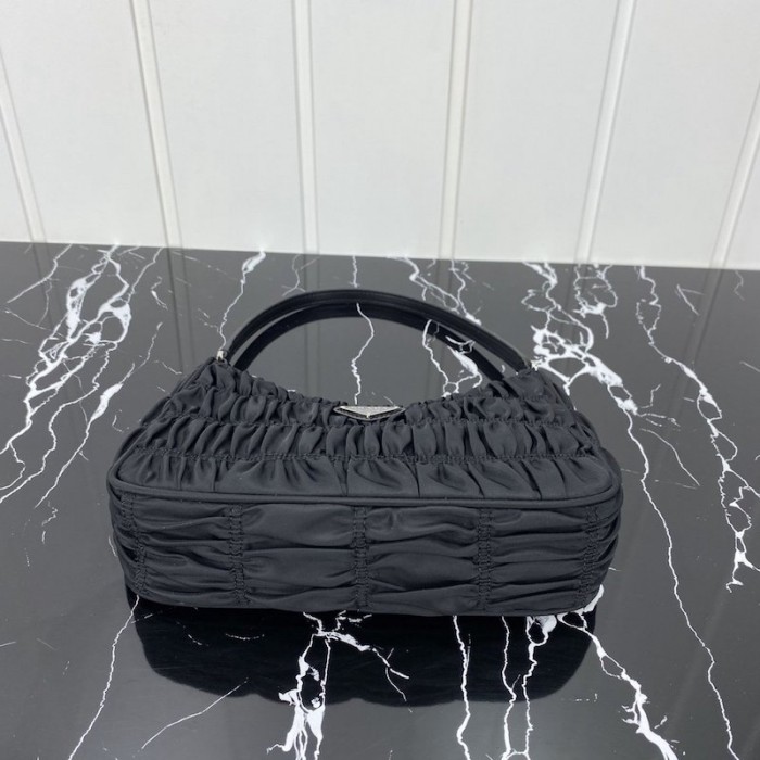 Pra*a nylon and saffiano leather mini bag black