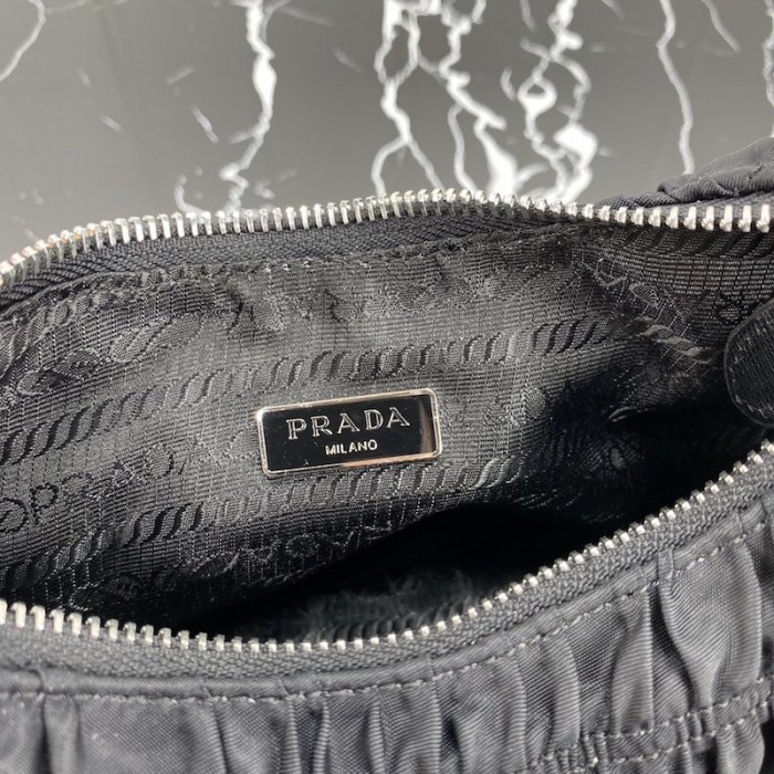 Pra*a nylon and saffiano leather mini bag black