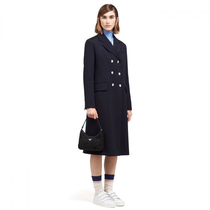 Pra*a nylon and saffiano leather mini bag black