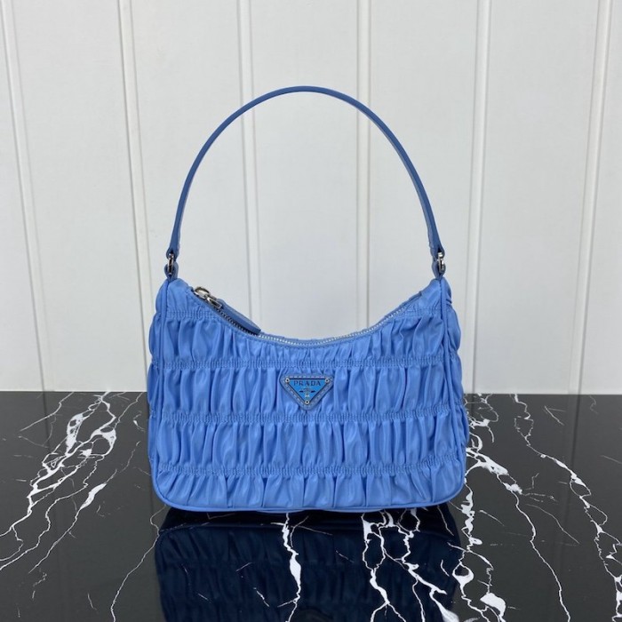 Pra*a nylon and saffiano leather mini bag blue