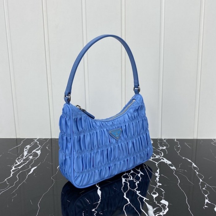 Pra*a nylon and saffiano leather mini bag blue