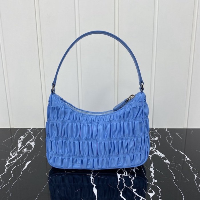 Pra*a nylon and saffiano leather mini bag blue