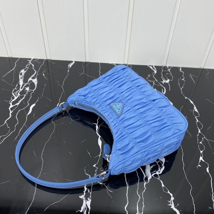 Pra*a nylon and saffiano leather mini bag blue