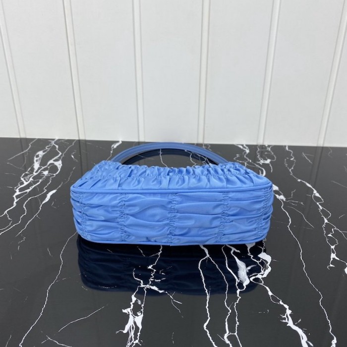 Pra*a nylon and saffiano leather mini bag blue