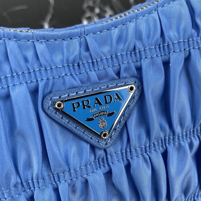 Pra*a nylon and saffiano leather mini bag blue