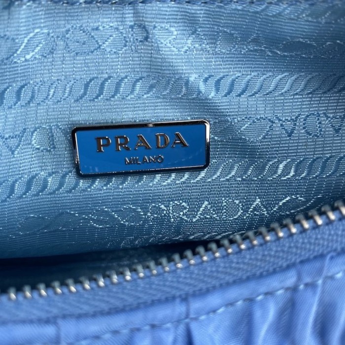 Pra*a nylon and saffiano leather mini bag blue