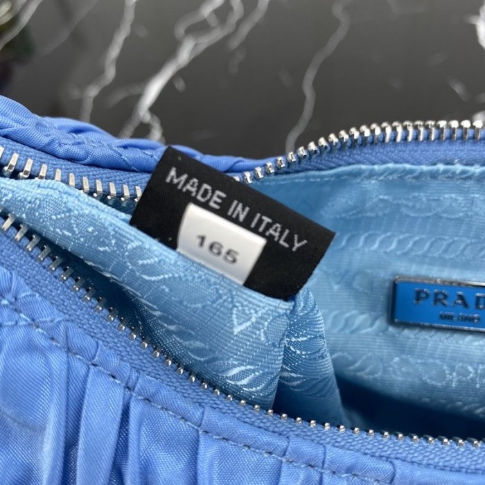 Pra*a nylon and saffiano leather mini bag blue