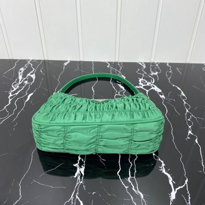 Pra*a nylon and saffiano leather mini bag green