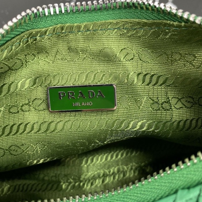 Pra*a nylon and saffiano leather mini bag green