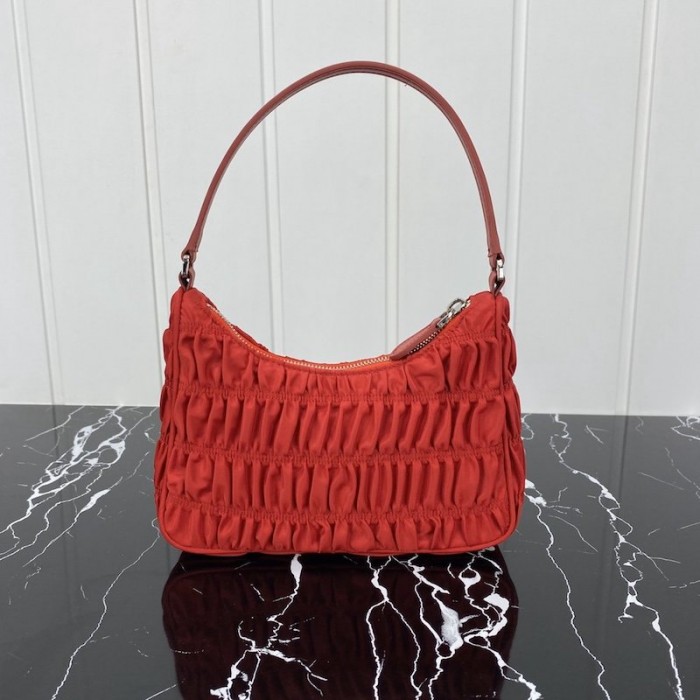 Pra*a nylon and saffiano leather mini bag red