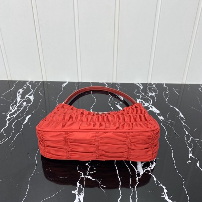 Pra*a nylon and saffiano leather mini bag red