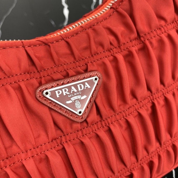 Pra*a nylon and saffiano leather mini bag red
