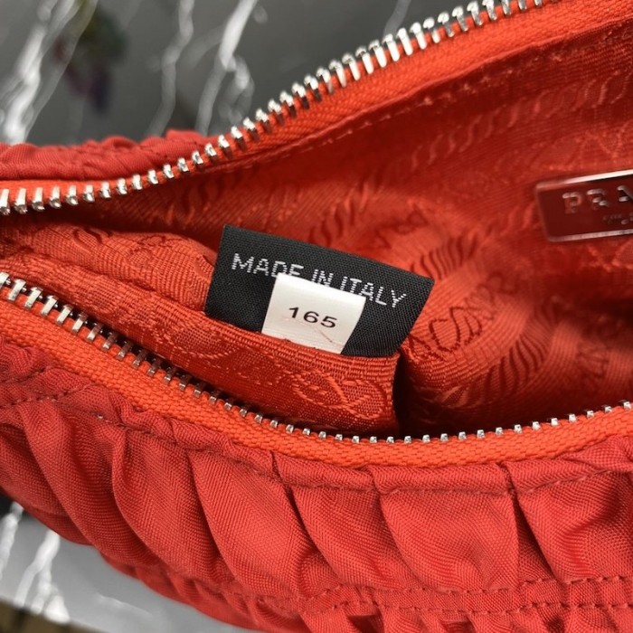 Pra*a nylon and saffiano leather mini bag red