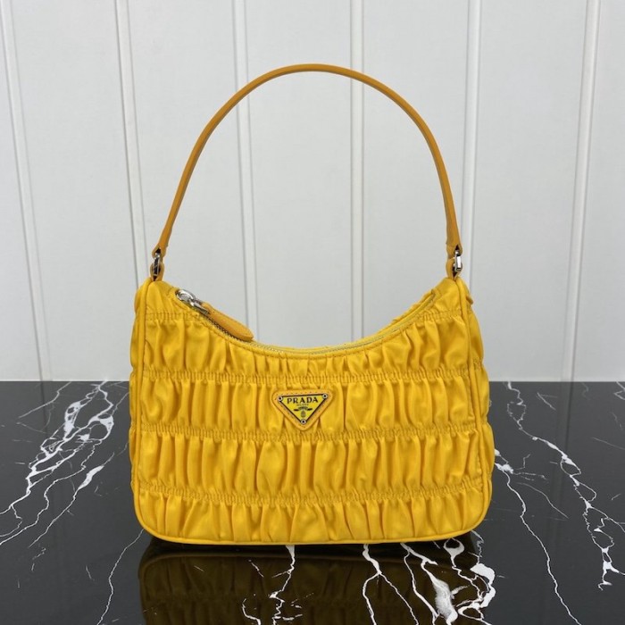 Pra*a nylon and saffiano leather mini bag yellow