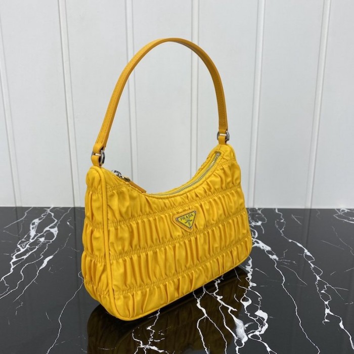 Pra*a nylon and saffiano leather mini bag yellow
