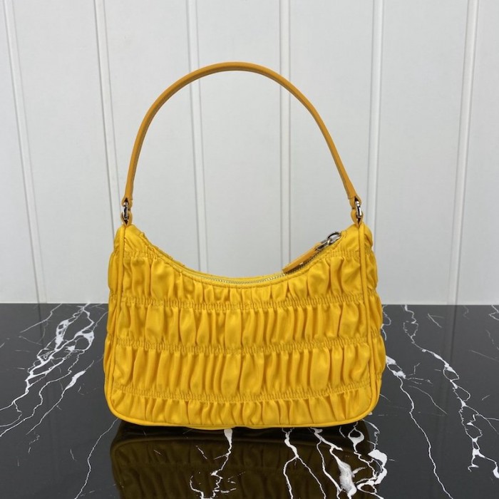 Pra*a nylon and saffiano leather mini bag yellow
