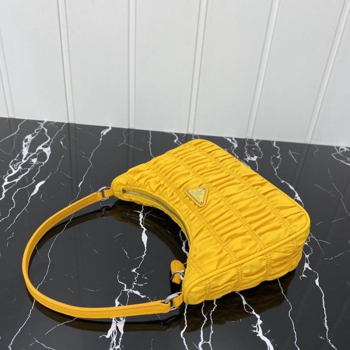 Pra*a nylon and saffiano leather mini bag yellow