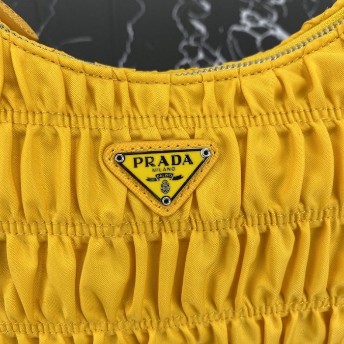 Pra*a nylon and saffiano leather mini bag yellow