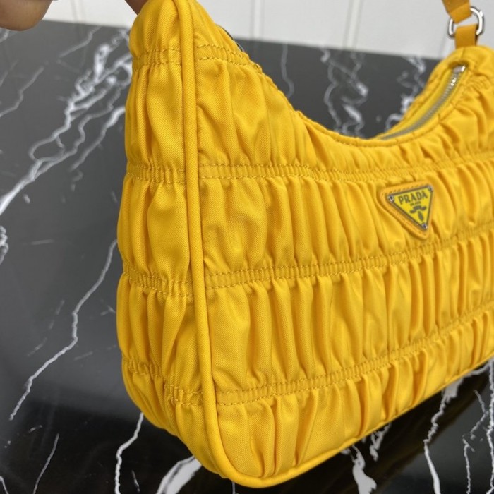 Pra*a nylon and saffiano leather mini bag yellow