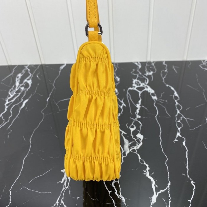 Pra*a nylon and saffiano leather mini bag yellow