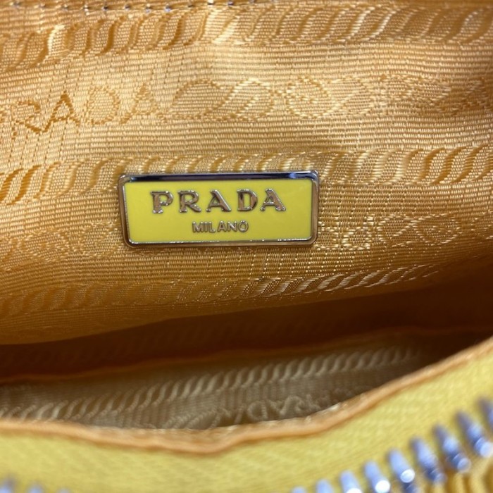 Pra*a nylon and saffiano leather mini bag yellow