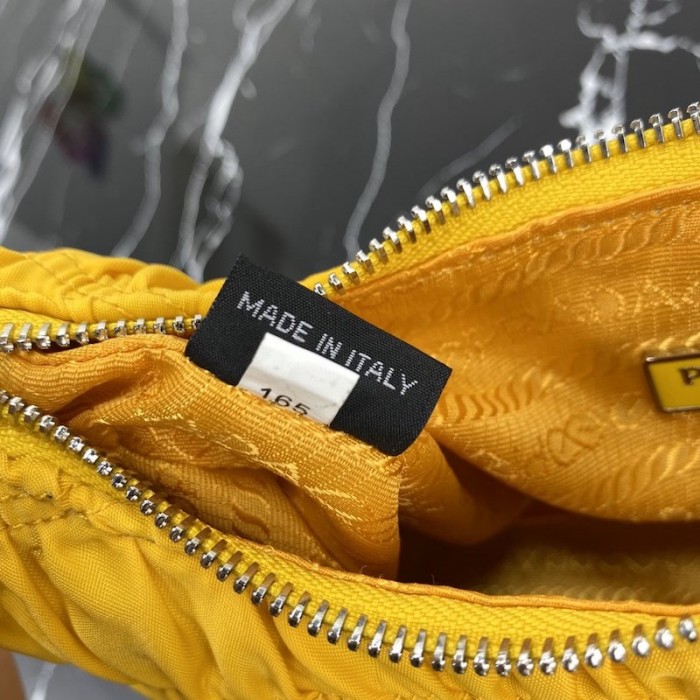 Pra*a nylon and saffiano leather mini bag yellow